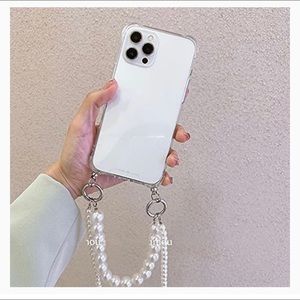 UniCloud Double Pearl Chain Crossbody Clear Phone Case for iPhone 12